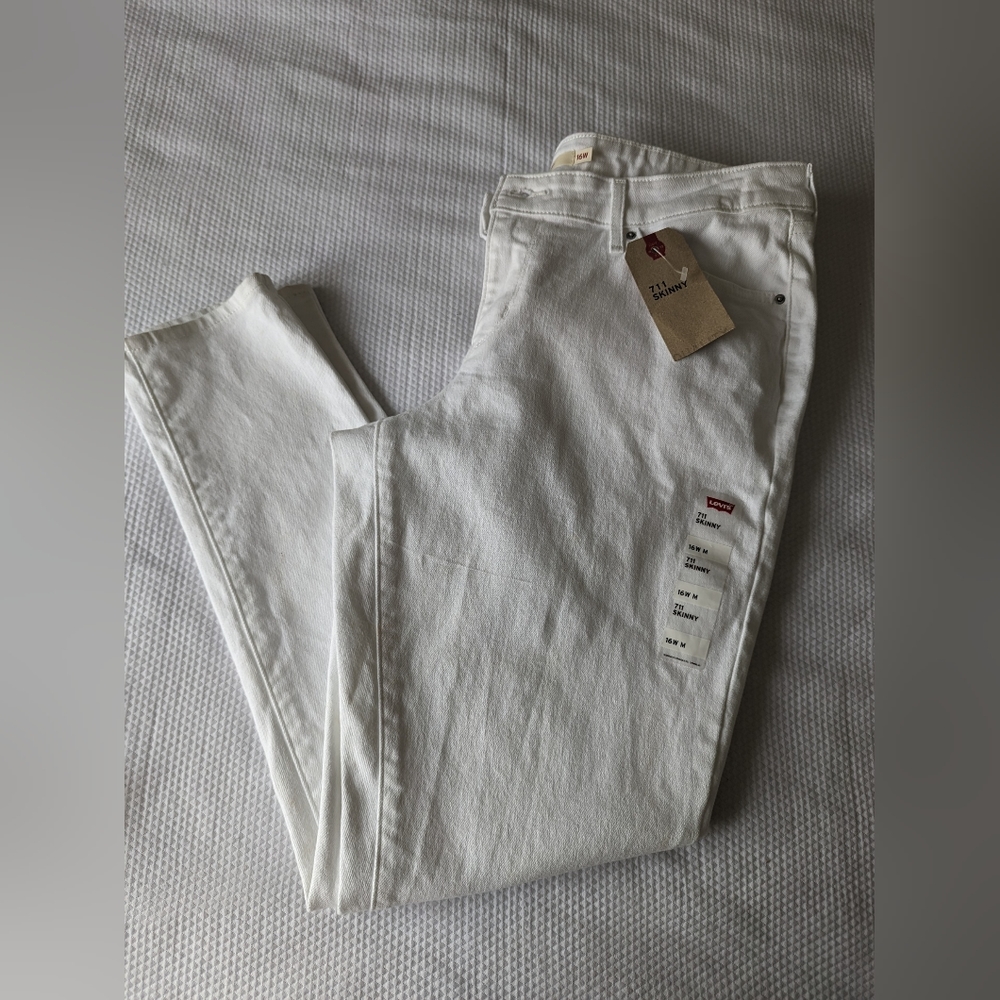 Levi's Jean Company 711 Skinny Ankle Mid Rise Jeans Plus Size 16W M White.